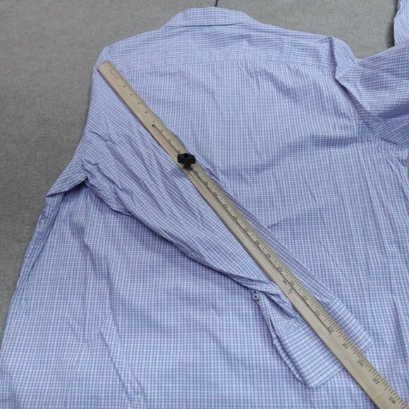 Untuckit Shirt XL Blue Plaid Nylon Spandex Blend Performance Dalton - Picture 8 of 9